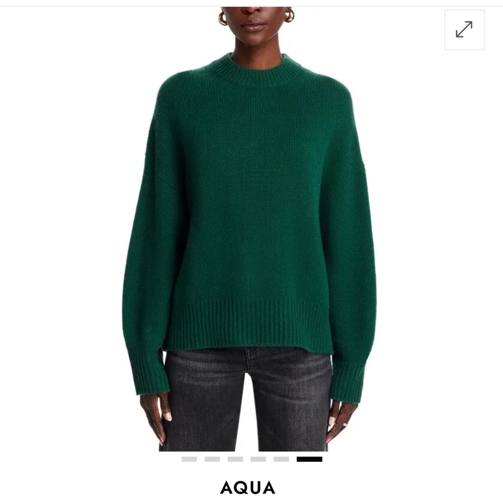 Aqua Cashmere Drop Shoulder Chunky 100% Cashmere Crewneck Sweater, M, EUC